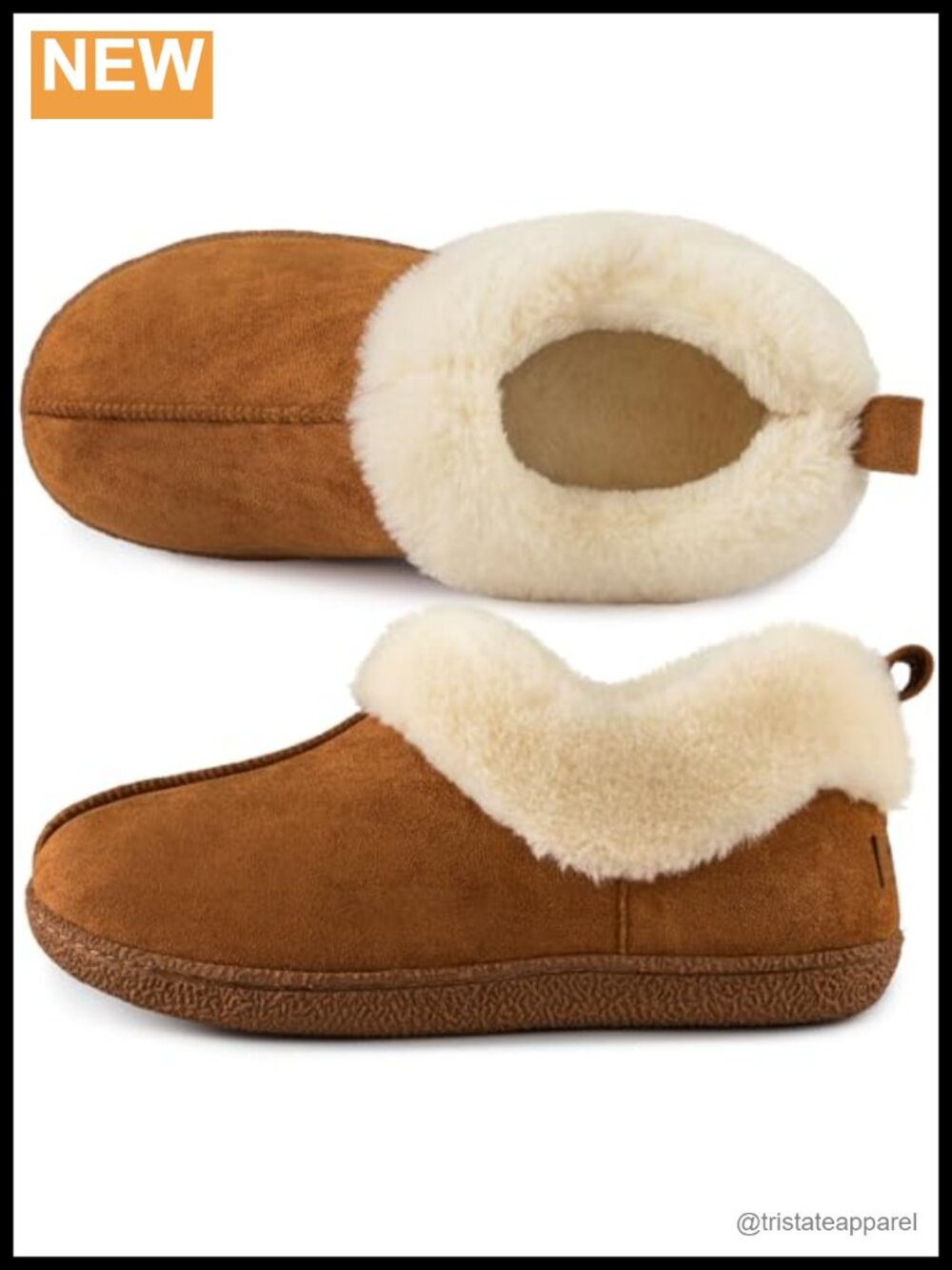 Women's Closed-Back Slippers Faux Wool Fuzzy Collar Memory Foam Non-Slip